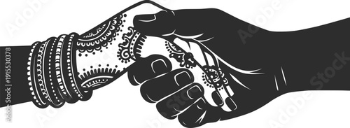 Cultural Handshake Unity and Partnership Silhouette Illustration.