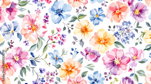 Bold Rainbow Floral Background with Lively Watercolor Brush Strokes