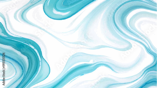 Vector Abstract fluid watercolor marble texture, blending turquoise and azure hues, creating a captivating design 