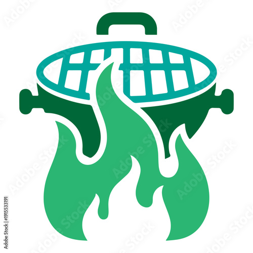 BBQ Grill with Flames