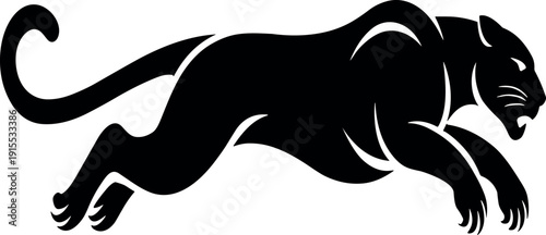 Leaping panther silhouette vector wild cat predator animal icon isolated on light background for logo design and branding