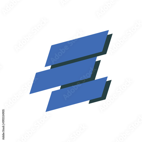 Dynamic blue zigzag symbol illustration on white background