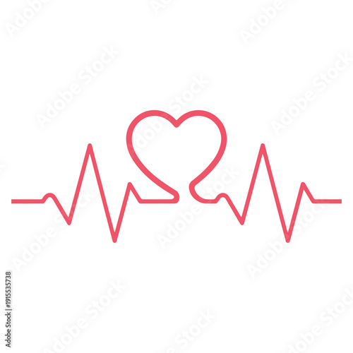 Red heartbeat line graphic with pulsating heart symbol in center