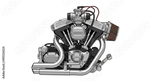 Detailed Motorcycle Engine Mechanical Parts.