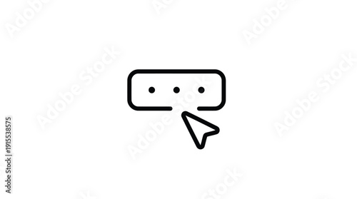 Simple line icon of a cursor selecting a chat bubble.