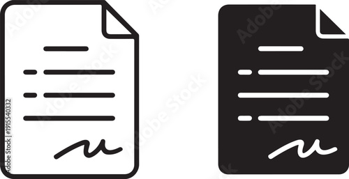 Signed document icon,Document File Signature Icon Set