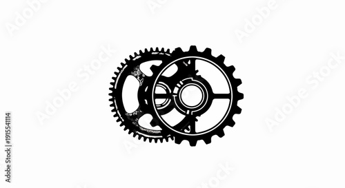 Interlocking gears symbolizing teamwork and mechanical collaboration against a clean white background.