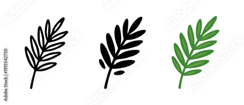 Simple herb designs in outline, silhouette, and colorful styles featuring leaf motifs
