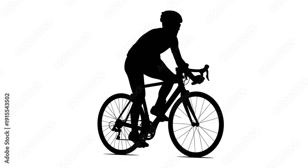 Fototapeta premium Silhouette of a cyclist riding a road bike.