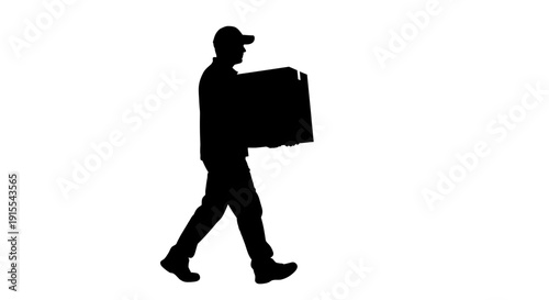 Silhouette of a delivery person carrying a package.