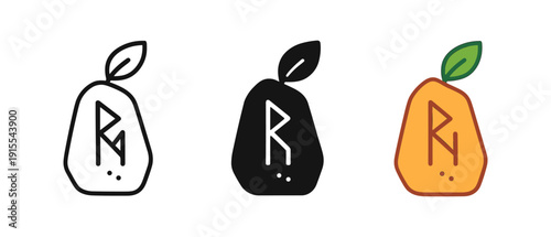 Minimalist pear logo designs with creative letter integration