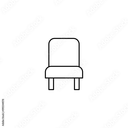 Minimalist chair line icon in simple outline style. Modern furniture symbol with clean black stroke isolated on neutral background. Perfect for interior design concepts, home decor themes, furniture c