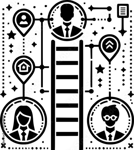 Striving for Growth and Development: Conceptual image represents the journey of people. Symbolizing the process of career advancement