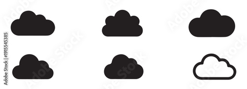 Outline and Solid Weather Cloud Vector Collection. vector illustration eps 10