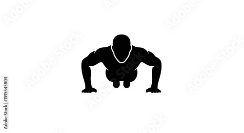Silhouette of a man performing a pushup exercise.