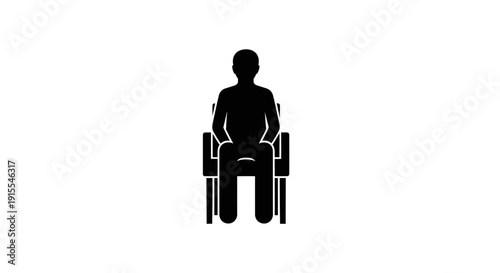 Silhouette of a person sitting in a chair facing forward.