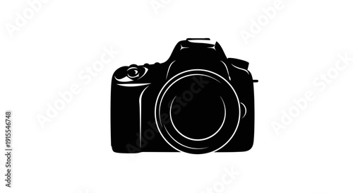 Silhouette of a Professional DSLR Camera with a Large Lens.