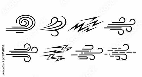 A collection of eight distinct weather symbols and icons Vector