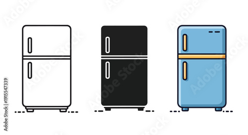 modern fridge set flat design vector illustration - Vector icon Set - Stickers and Clipart - PNG and SVG Icon collection - Lineal icons - logo template