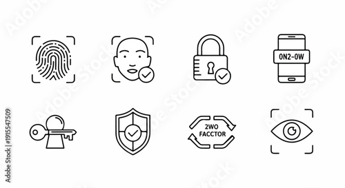 Illustrations of various security and privacy icons Vector