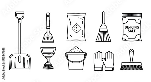 A collection of cleaning tools and accessories for household use Vector