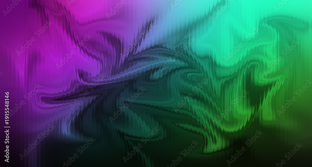 Fototapeta premium Abstract purple and blue ribbed glass with smooth flowing gradients over a deep vertical dark backdrop