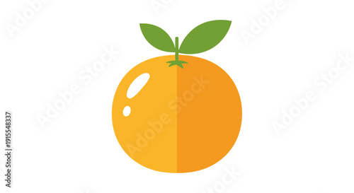 Fresh Orange Fruit with Green Leaves, Bright and Healthy Citrus Icon