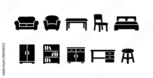 Sports equipment silhouette icon set. Ball, rack, glove, silhouette icons collection