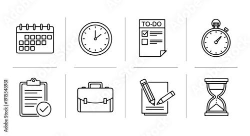 Illustrations of time management and organizational tools Vector