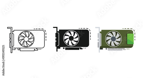 Gaming PC Cooling Fans Vector Illustration Flat Design - Vector icon Set - Stickers and Clipart - PNG and SVG Icon collection - Lineal icons - logo template