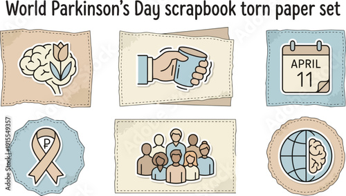 World parkinsons day scrapbook stickers collection