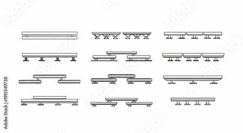 A variety of different types of handles and pulls for cabinets and drawers Vector