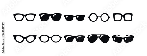 Sunglasses silhouette icon set. Fashion, eyewear, summer silhouettes icon collection.