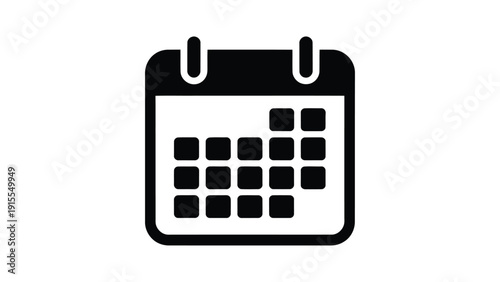 Minimal calendar schedule icon simple black date planner symbol time management reminder concept flat design silhouette isolated on background