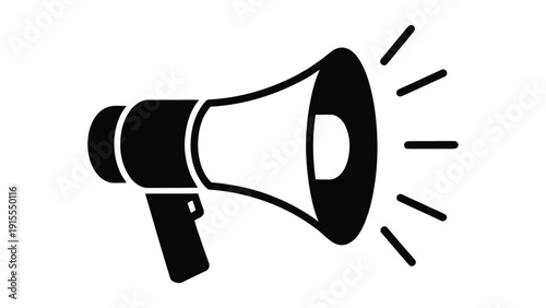 Minimal megaphone announcement icon loudspeaker marketing promotion communication symbol black silhouette business advertising concept