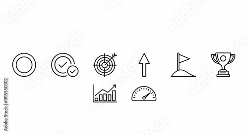 Icons representing various aspects of business, achievement, and performance Vector