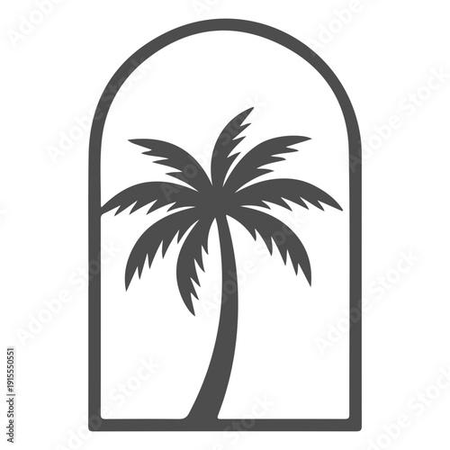Palm Tree Silhouette Vector, Tropical Beach Coconut Tree Illustration, Summer Island Nature Logo, Exotic Paradise Palm Clipart, Black Palm Tree Icon Isolated on White Background