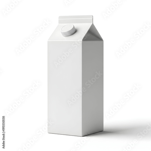 White carton milk container with cap isolated on white background