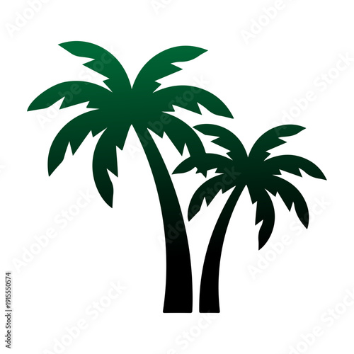 Palm Tree Silhouette Vector, Tropical Beach Coconut Tree Illustration, Summer Island Nature Logo, Exotic Paradise Palm Clipart, Black Palm Tree Icon Isolated on White Background