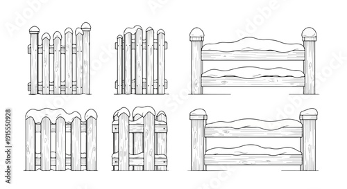 Various designs of fences and gates for different applications and settings Vector