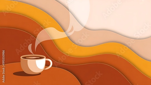 Obraz na plátne Steaming cup of coffee on abstract brown background