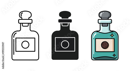 Perfume bottle icons set flat design vector illustration - Vector icon Set - Stickers and Clipart - PNG and SVG Icon collection - Lineal icons - logo template