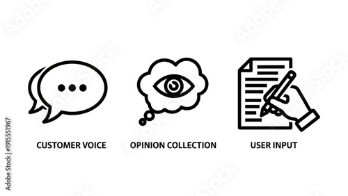 Customer Feedback Icons: Voice, Opinion Collection, and User Input for Service Improvement