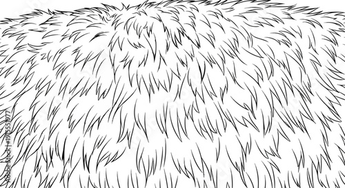 Close-up line drawing of thick, textured fur or coarse grass