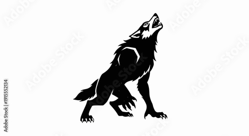 Black silhouette of a wolf howling with teeth bared, a fierce predator