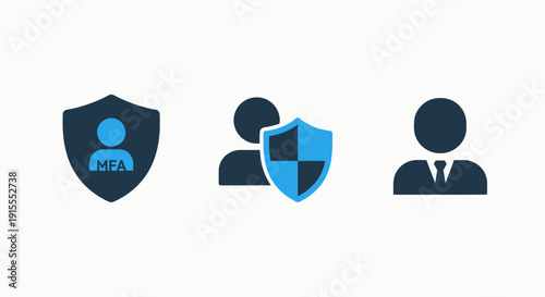 Multi-Factor Authentication and User Security Icons: Secure Access and Privacy Protection