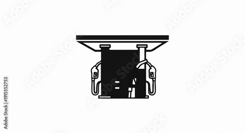 Black outline of a gas pump with two nozzles, isolated on white