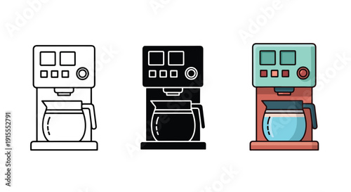Coffee makers set flat design vector illustration - Vector icon Set - Stickers and Clipart - PNG and SVG Icon collection - Lineal icons - logo template