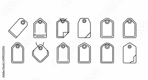 Assorted shapes and sizes of blank tags and labels for various uses Vector