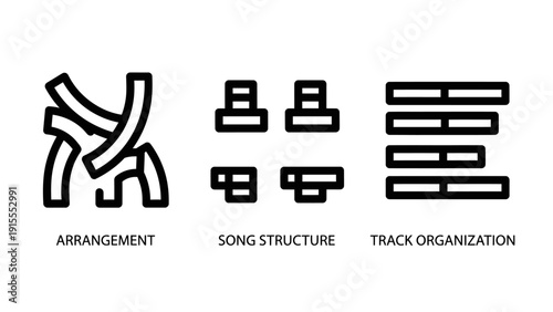 Music Production Icons: Arrangement, Song Structure, and Track Organization for Audio Engineering and Composition